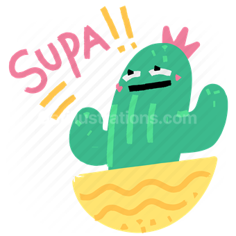 plant, cactus, nature, wildlife, supa, sticker, character